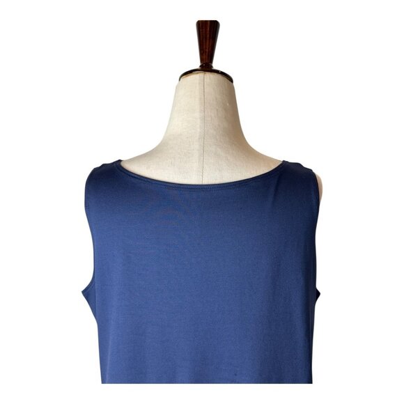 A'nue Ligne Tank Top Women XL Navy Blue Scoop Neck The Longer High Shell Top - Picture 5 of 10